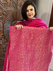 Pink Handwoven Brocade Suit Set in Pure Crepe - Masakalee