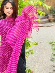 Pink Kota Silk Leheriya Dupatta - Masakalee