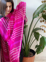 Pink Kota Silk Leheriya Dupatta - Masakalee