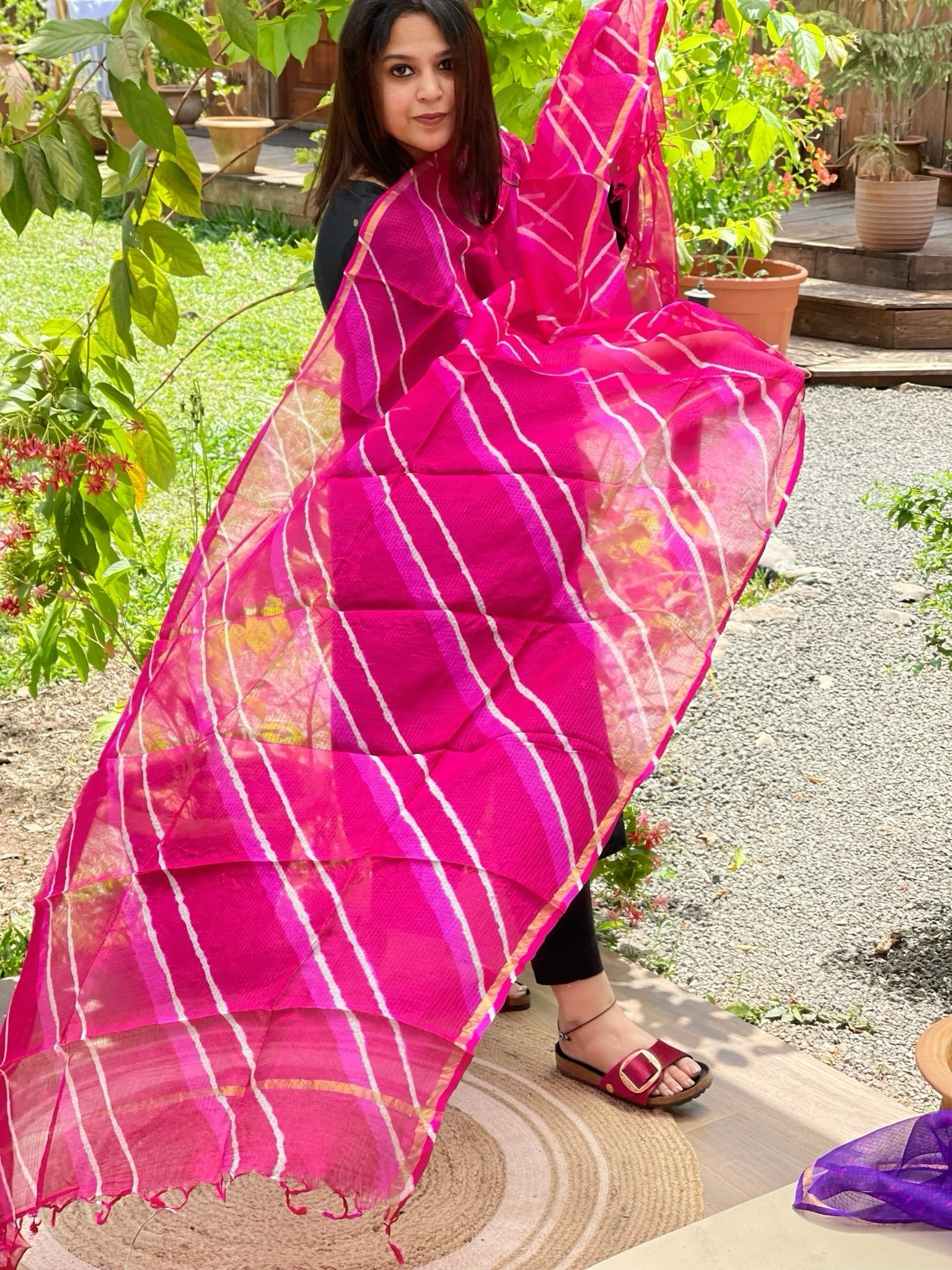 Pink Kota Silk Leheriya Dupatta - Masakalee