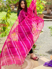 Pink Kota Silk Leheriya Dupatta - Masakalee