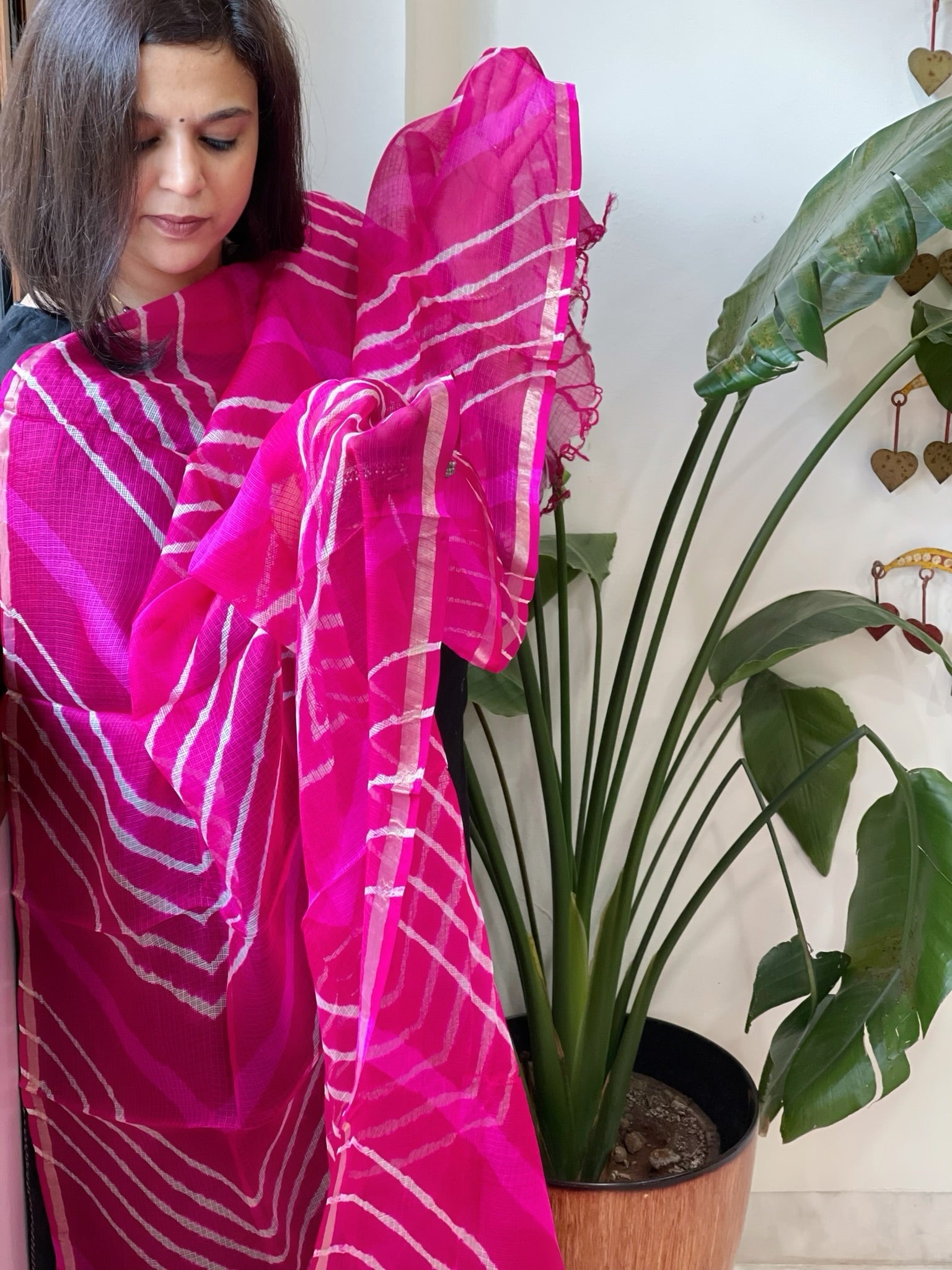 Pink Kota Silk Leheriya Dupatta - Masakalee