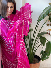 Pink Kota Silk Leheriya Dupatta - Masakalee