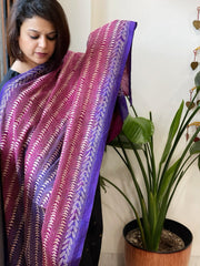 Pink, Purple Handmade Kantha Dupatta in Silk - Masakalee