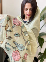 Pista Green Tissue Organza Dupatta with Handpainted Applique Work - Masakalee