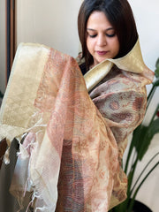 Printed Kota Tissue Dupatta with Zari Border - Masakalee