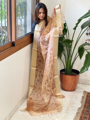 Printed Kota Tissue Dupatta with Zari Border - Masakalee