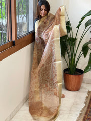 Printed Kota Tissue Dupatta with Zari Border - Masakalee