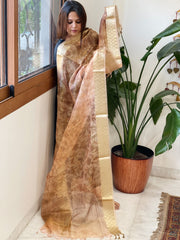 Printed Kota Tissue Dupatta with Zari Border - Masakalee