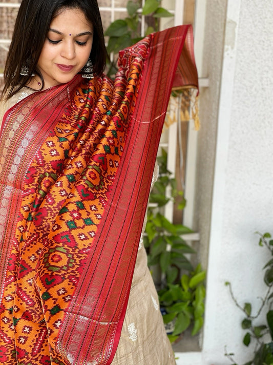 Printed Patola Dupatta in Fine Art Silk - Masakalee