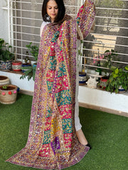 Pure Silk Dupatta with Beads, Sequin, Real Mirror Pasting Handwork - Masakalee
