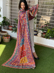 Pure Silk Dupatta with Beads, Sequin, Real Mirror Pasting Handwork - Masakalee