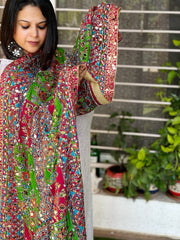 Pure Silk Dupatta with Beads, Sequin, Real Mirror Pasting Handwork - Masakalee