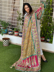 Pure Silk Dupatta with Beads, Sequin, Real Mirror Pasting Handwork - Masakalee