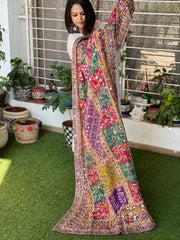 Pure Silk Dupatta with Beads, Sequin, Real Mirror Pasting Handwork - Masakalee