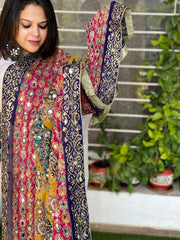 Pure Silk Dupatta with Beads, Sequin, Real Mirror Pasting Handwork - Masakalee