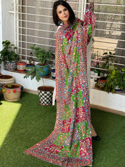 Pure Silk Dupatta with Beads, Sequin, Real Mirror Pasting Handwork - Masakalee