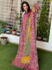 Pure Silk Dupatta with Beads, Sequin, Real Mirror Pasting Handwork - Masakalee