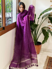 Purple Chanderi Dupatta with Thread Embroidery - Masakalee
