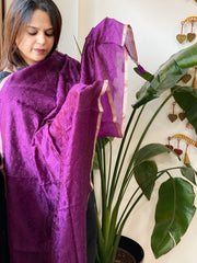 Purple Chanderi Dupatta with Thread Embroidery - Masakalee