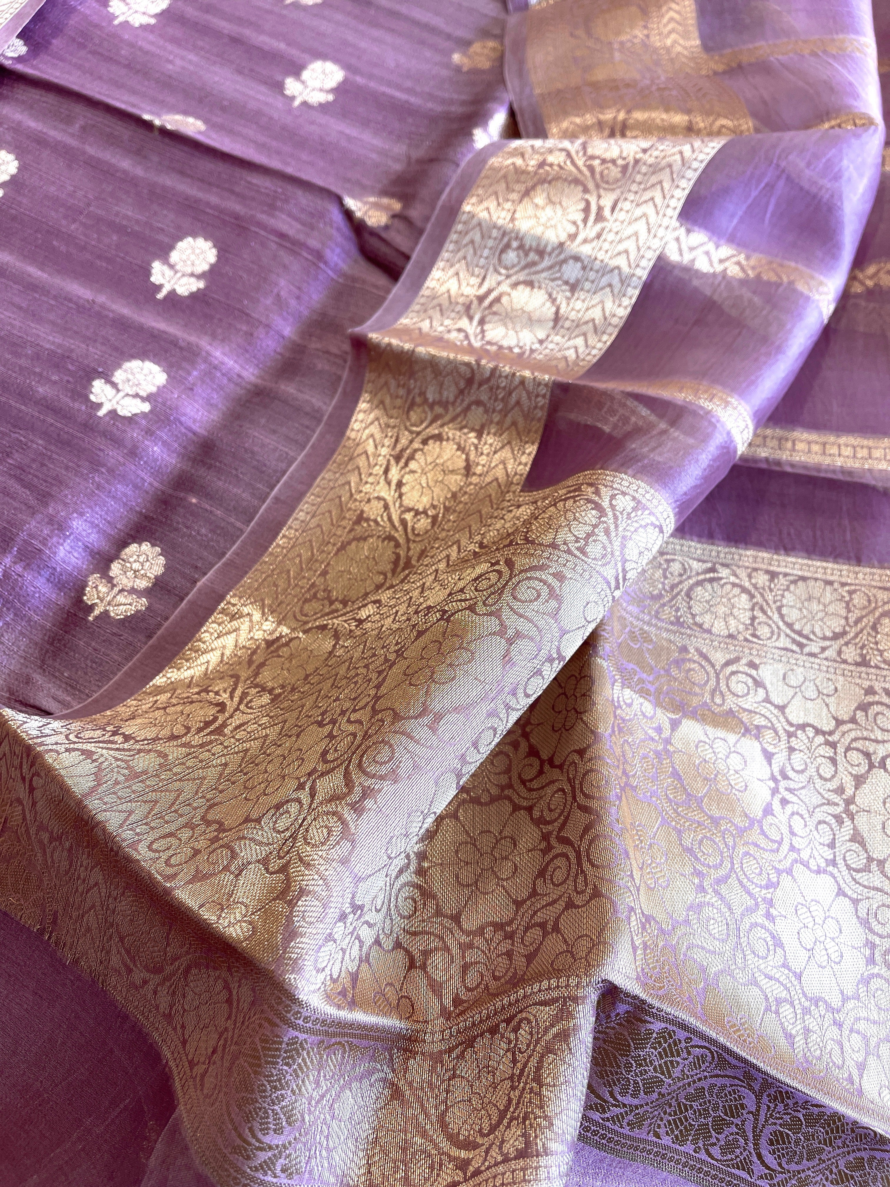 Purple Designer Banarasi Suit Set in Raw Silk - Masakalee