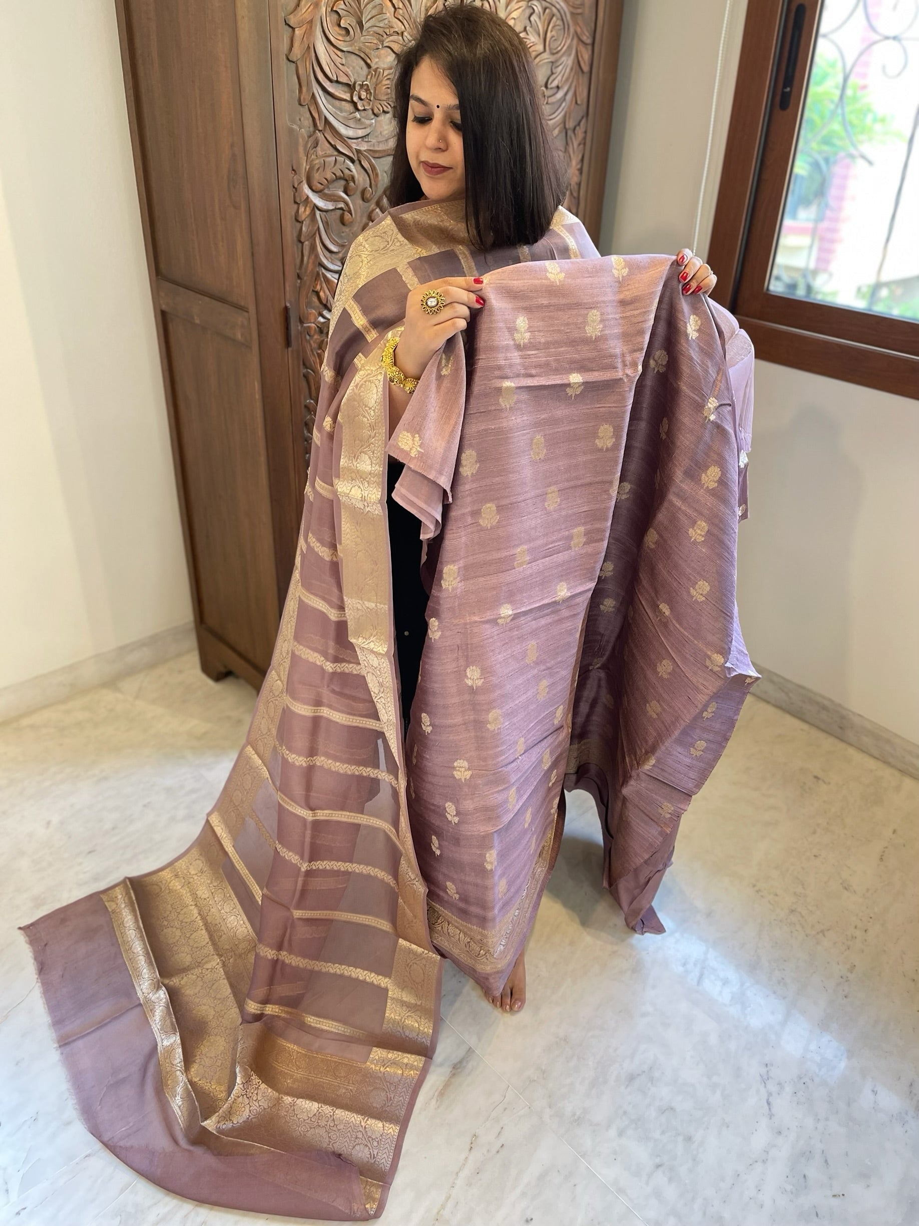 Purple Designer Banarasi Suit Set in Raw Silk - Masakalee