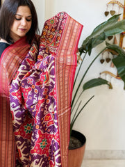 Purple Printed Patola Dupatta in Fine Art Silk - Masakalee