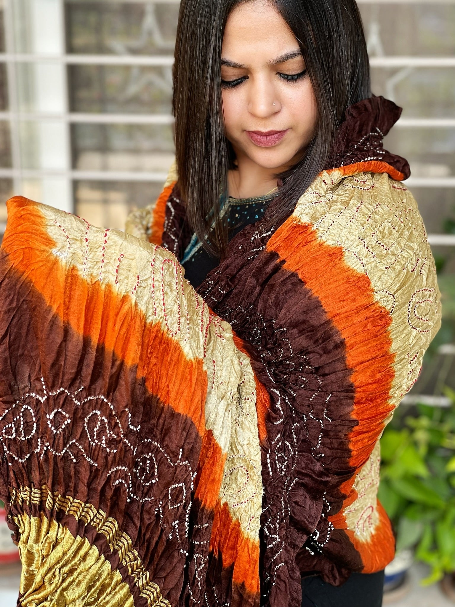 Rai Bandhej Dupatta in Pure Gajji Silk - Masakalee