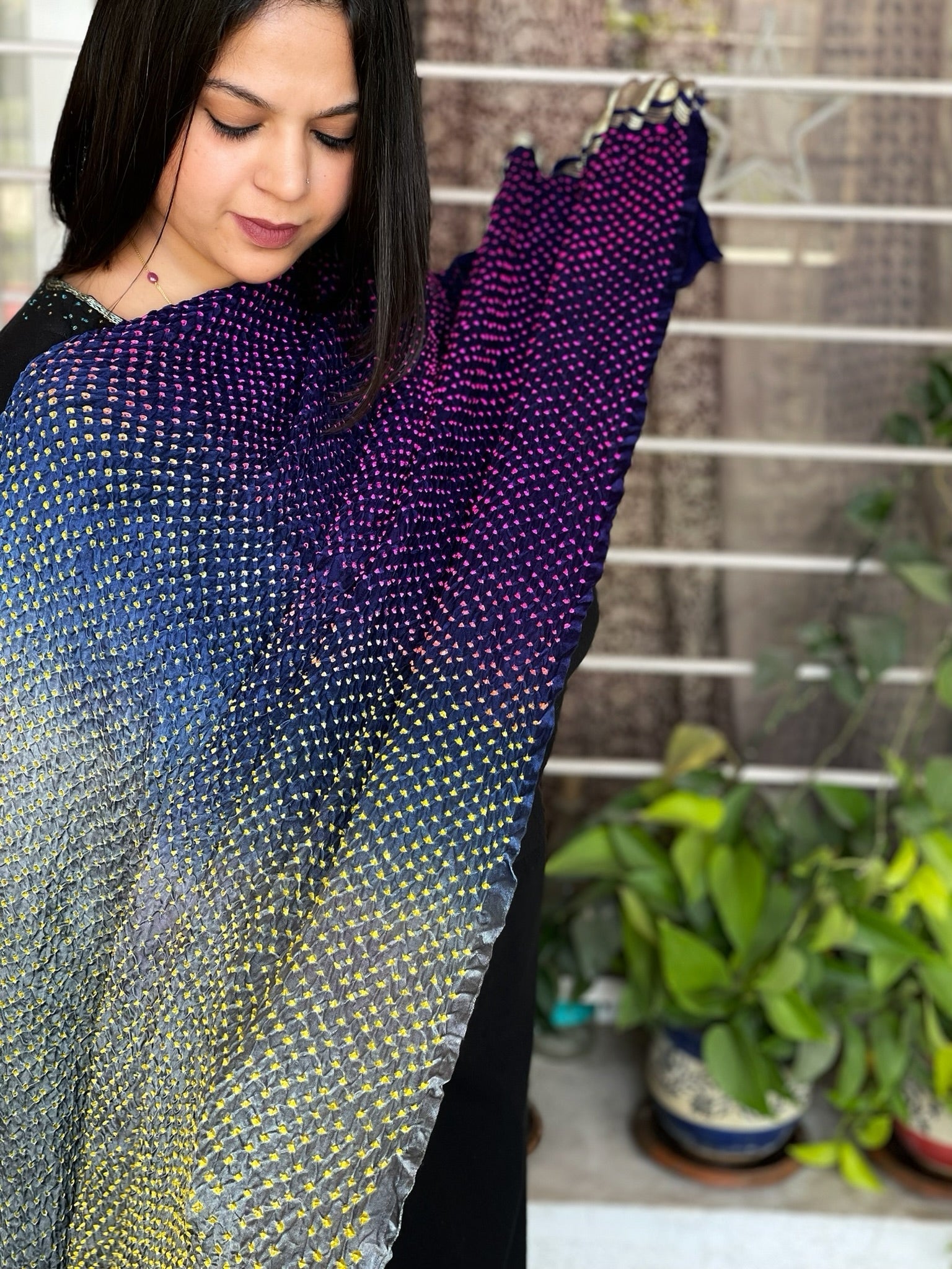 Rai Bandhej Dupatta in Pure Gajji Silk - Masakalee