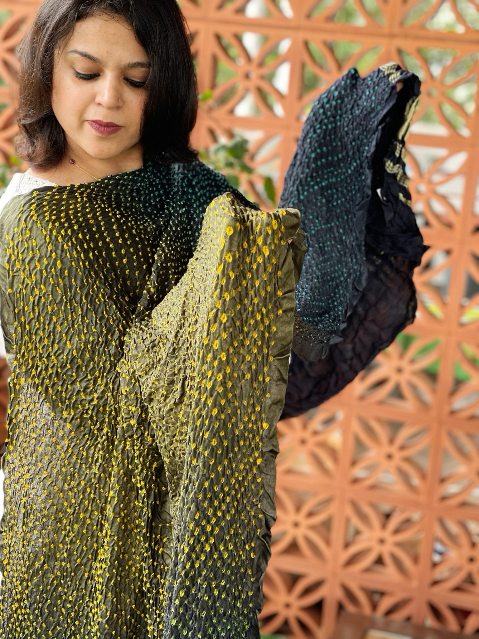 Rai Bandhej Dupatta in Pure Gajji Silk - Masakalee