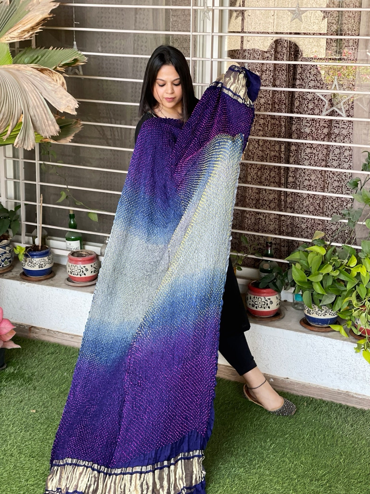 Rai Bandhej Dupatta in Pure Gajji Silk - Masakalee