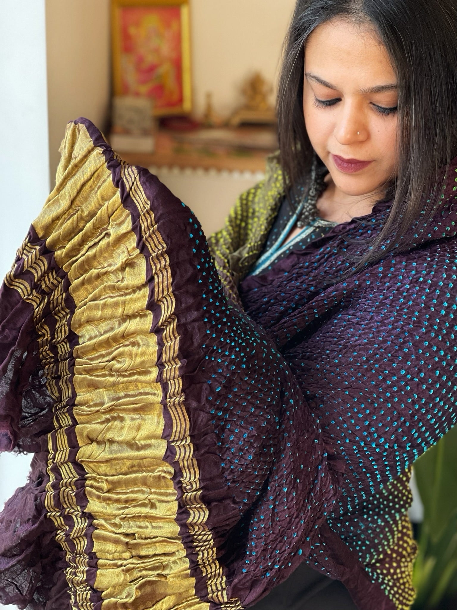Rai Bandhej Dupatta in Pure Gajji Silk - Masakalee