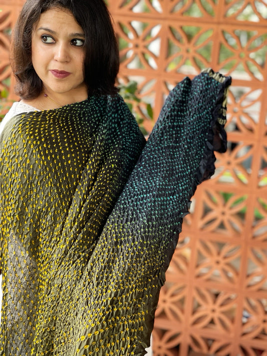 Rai Bandhej Dupatta in Pure Gajji Silk - Masakalee