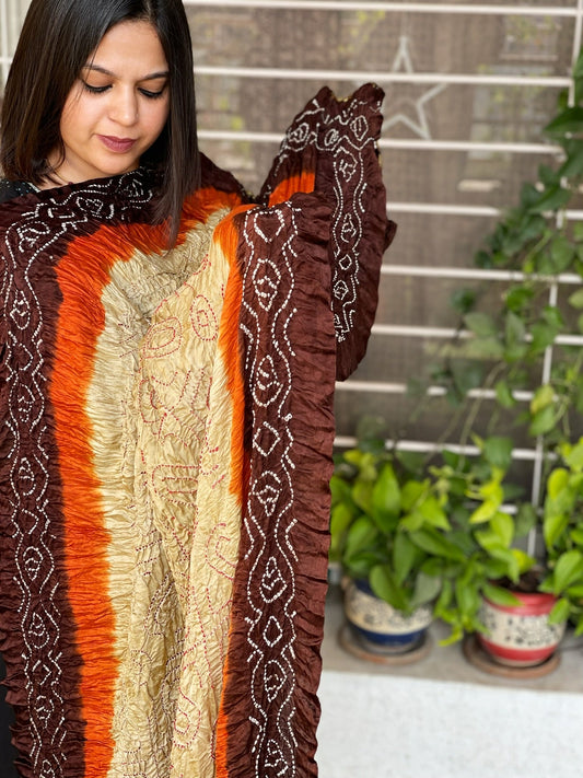 Rai Bandhej Dupatta in Pure Gajji Silk - Masakalee