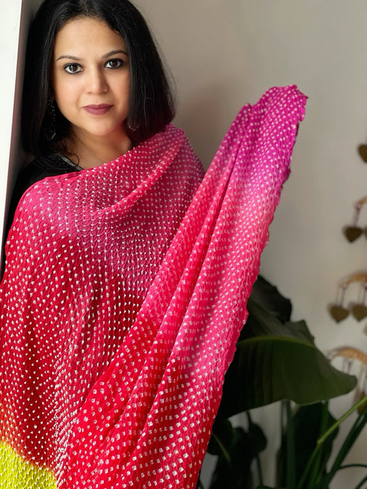 Rai Bandhej Dupatta in Pure Georgette - Masakalee