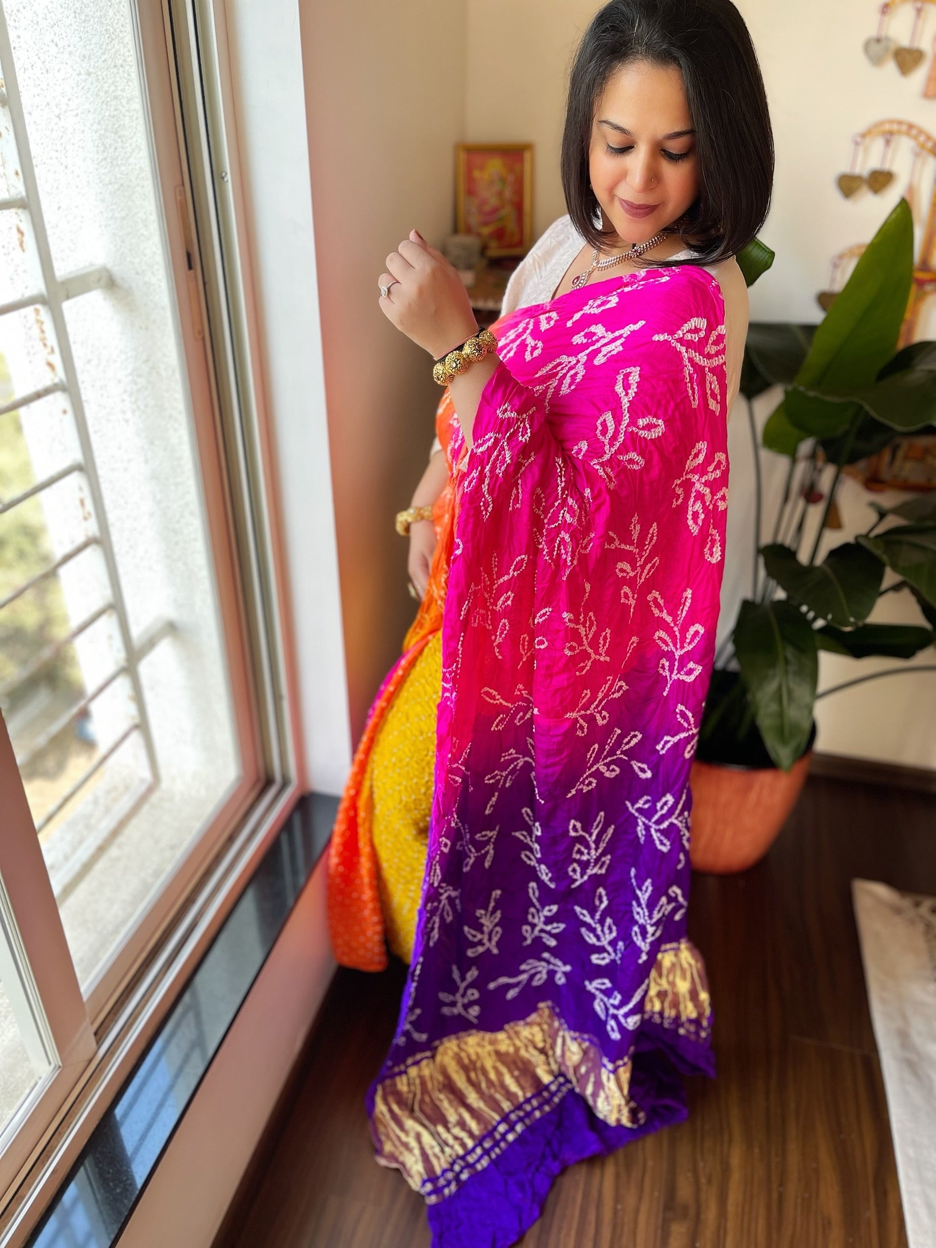 Rai Bandhej Saree in Pure Gajji Silk - Masakalee
