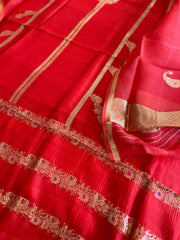 Red Designer Banarasi Suit Set in Pure Silk - Masakalee