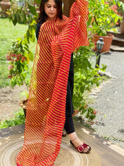 Red, Yellow Kota Silk Leheriya Dupatta - Masakalee