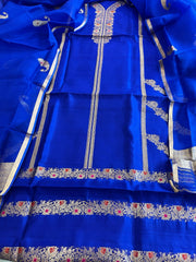 Royal Blue Designer Banarasi Suit Set in Pure Silk - Masakalee
