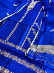 Royal Blue Designer Banarasi Suit Set in Pure Silk - Masakalee