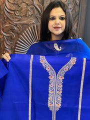 Royal Blue Designer Banarasi Suit Set in Pure Silk - Masakalee