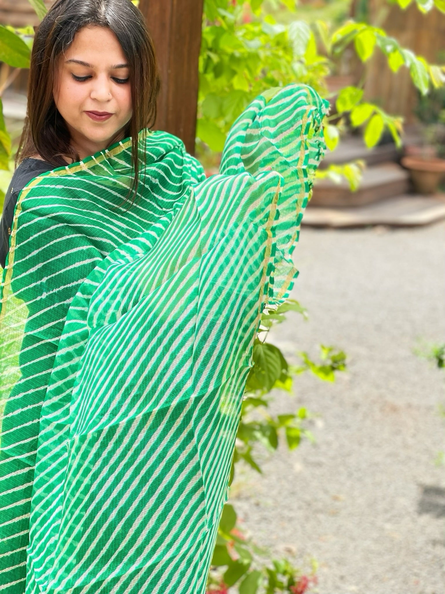 Sea Green Kota Silk Leheriya Dupatta - Masakalee