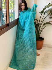 Sky Blue Kota Cotton Handblock Printed Dupatta - Masakalee