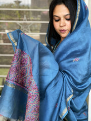 Sozni Hand Embroidery Dupatta in Pure Chanderi Silk - Masakalee