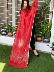 Sozni Hand Embroidery Dupatta in Pure Linen - Masakalee