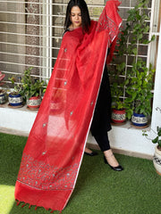 Sozni Hand Embroidery Dupatta in Pure Linen - Masakalee