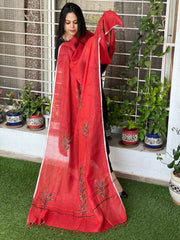 Sozni Hand Embroidery Dupatta in Pure Linen - Masakalee