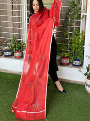 Sozni Hand Embroidery Dupatta in Pure Linen - Masakalee
