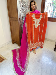 Suit Set with Kashmiri Tilla Work in Crepe - Masakalee