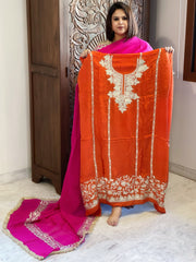 Suit Set with Kashmiri Tilla Work in Crepe - Masakalee